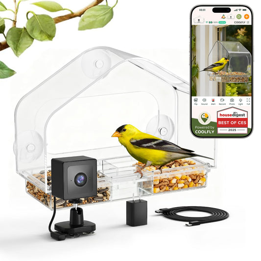 Window Bird Feeder with Strong Suction Cups & Smart Waterproof Bird Camera