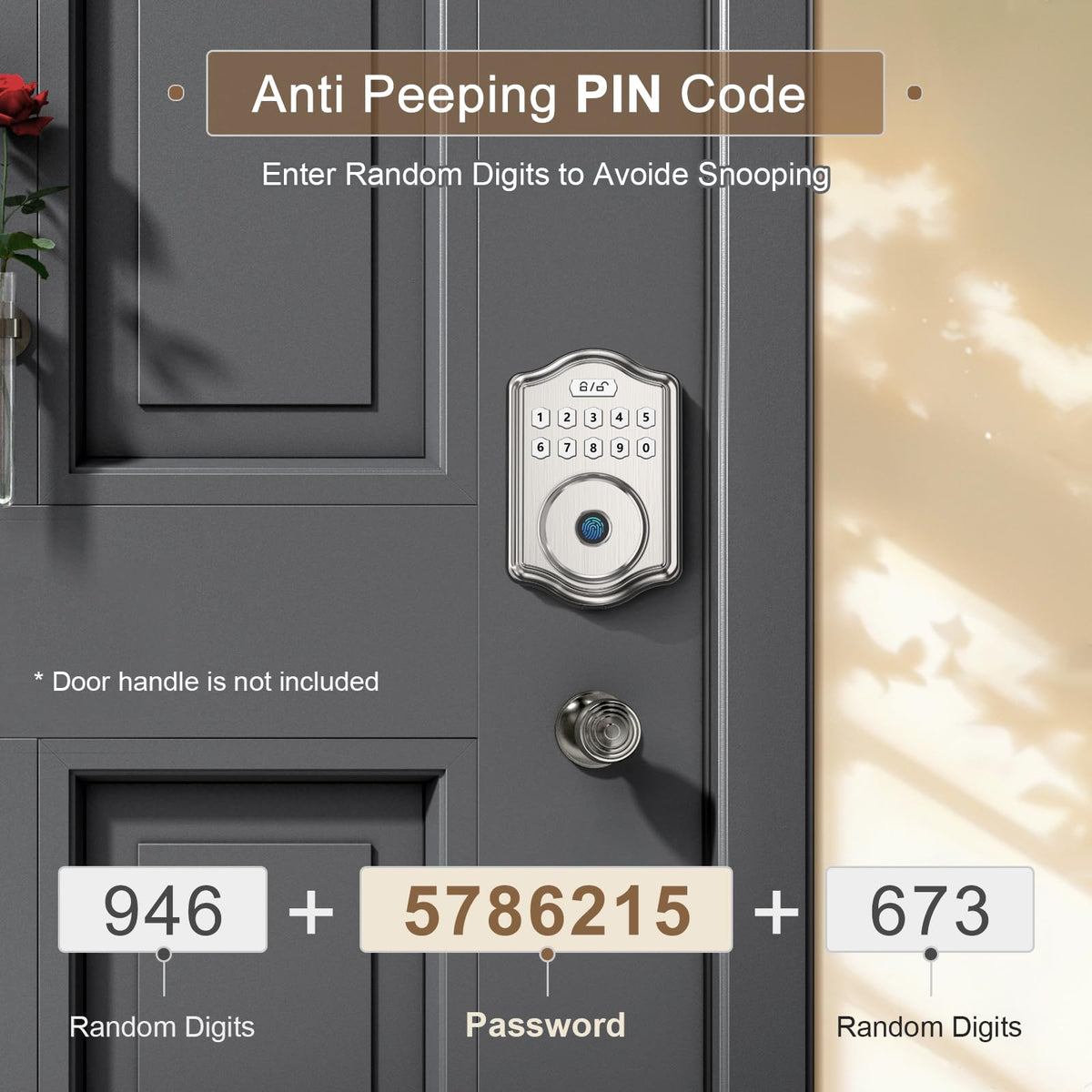 52HZ Fingerprint Door Lock, Keyless Entry Door Lock with Code