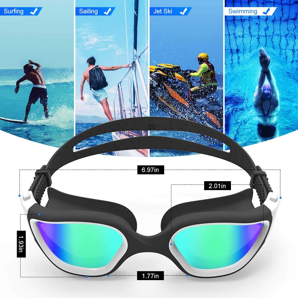 ZIONOR Swim Goggles, Upgraded G1 Polarized Swimming Goggles Anti-fog for Adult Men Women A0 (Polarized + Mirror Gold)