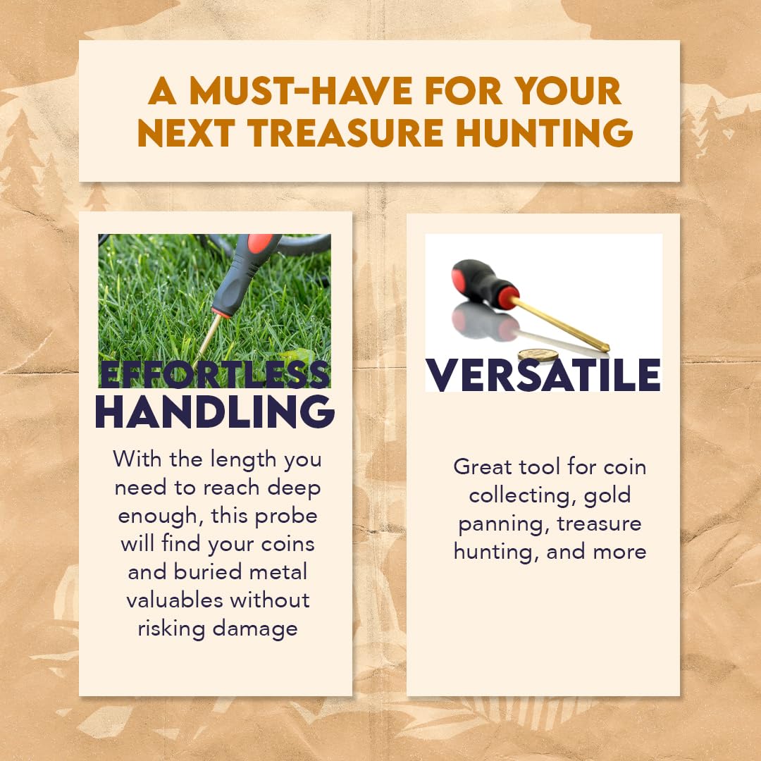SE 9.25 Inch Non-Marring Brass Metal Detecting Probe for Gold Prospecting and Coin Collecting