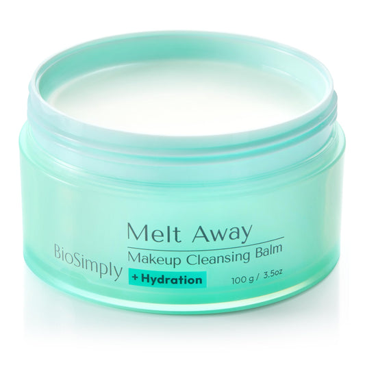 BioSimply Cleansing Balm Makeup Remover, Melts Away Waterproof Makeup and Sunscreen, Hydrating Finish with Hyaluronic Acid and Ceramide NP, for All Skin Types. 3.5oz / 100g