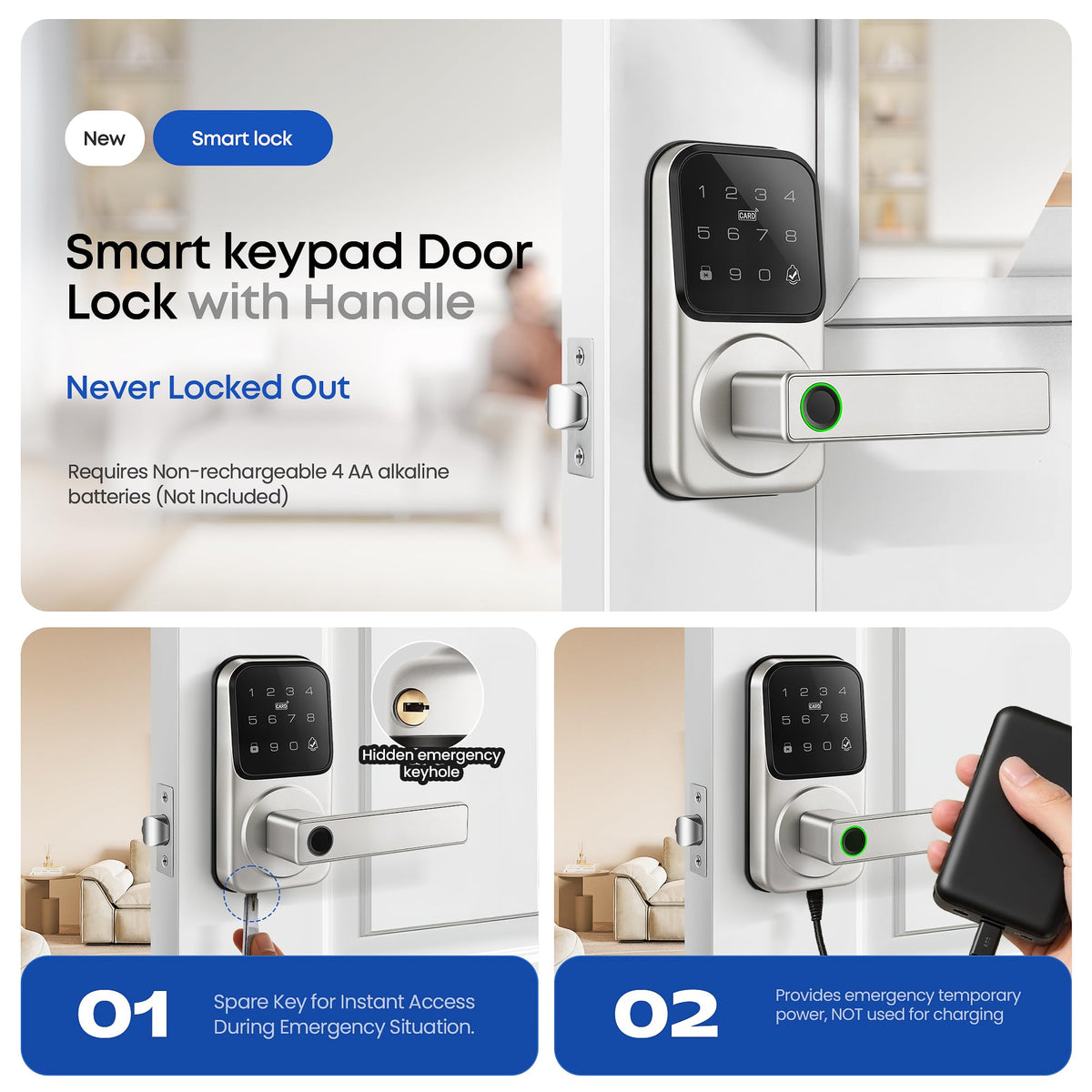 Keypad Smart Door Lock with Knob, Keyless Entry Digital Lock with Handle