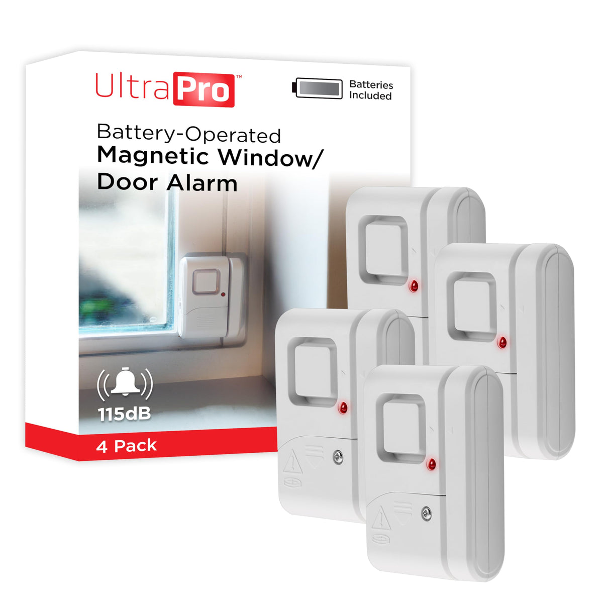 UltraPro Personal Security Window and Door Alarm, 4 Pack, Wireless Chime