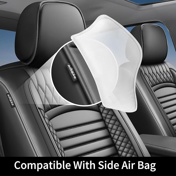 Fit Forester Car Seat Covers for Subaru Forester 2007-2025 2026 - Upgraded Premium Waterproof & Breathable Leather, Airbag Compatible, All-Weather Seat Cushion Protector (2 Front/Black)