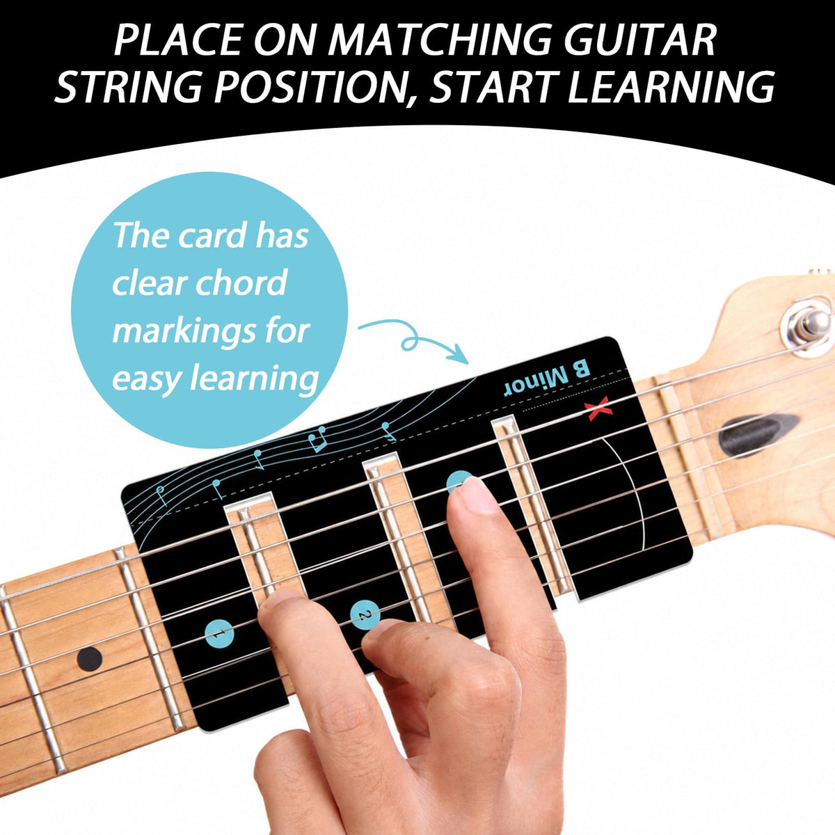 56Pcs Guitar Chord Charts Guitar Training Cards for Beginner Fretboard Learning Aid Guitars Practice Flashcard Chord Diagram Music Teaching Tool for Acoustic Electric Learner Music Lover Gift (Black)