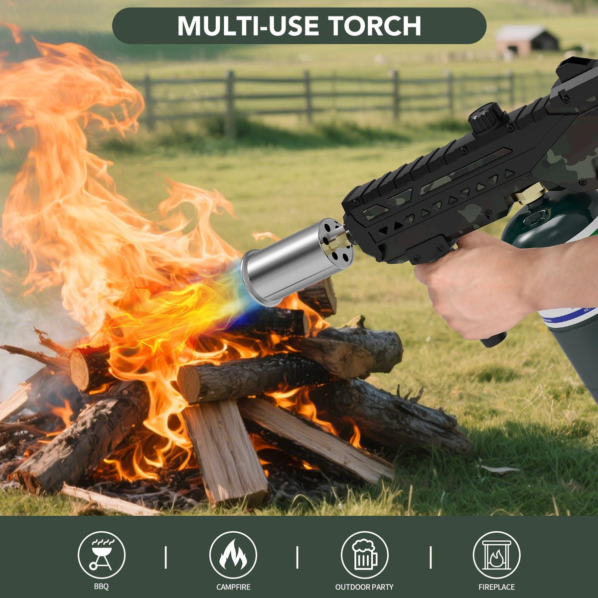 Sondiko Powerful Cooking Propane Torch Gun, Adjustable Flame for Grilling