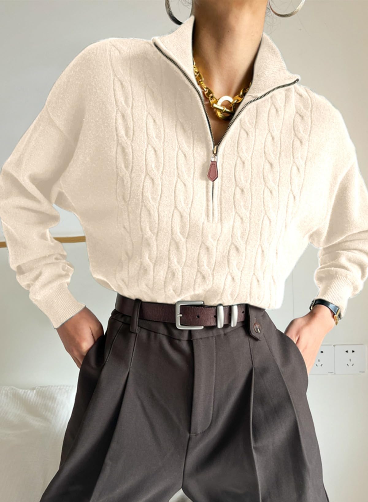 Dokotoo White Womens Early Fall Sweaters for Women 2026 Old Money Knit Tops