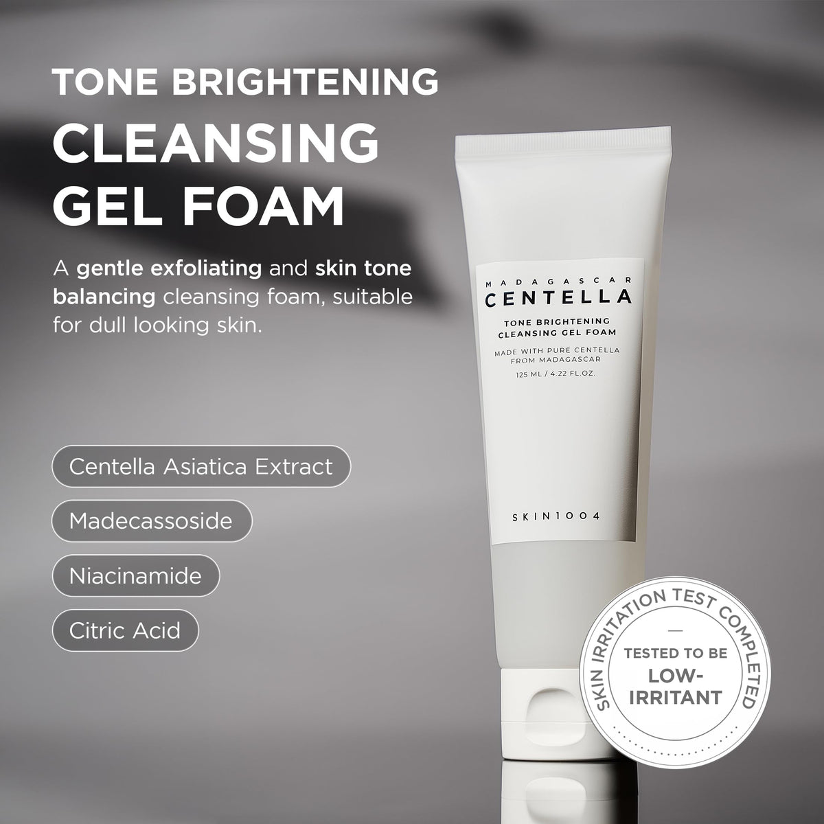 SKIN1004 Tone Balancing Cleansing Gel Foam, 125ml, Makeup Remover & Face Cleanser with Madagascar Centella Asiatica & MadeWhite, Korean Hydrating Gel Facial Cleanser, Korean Skincare