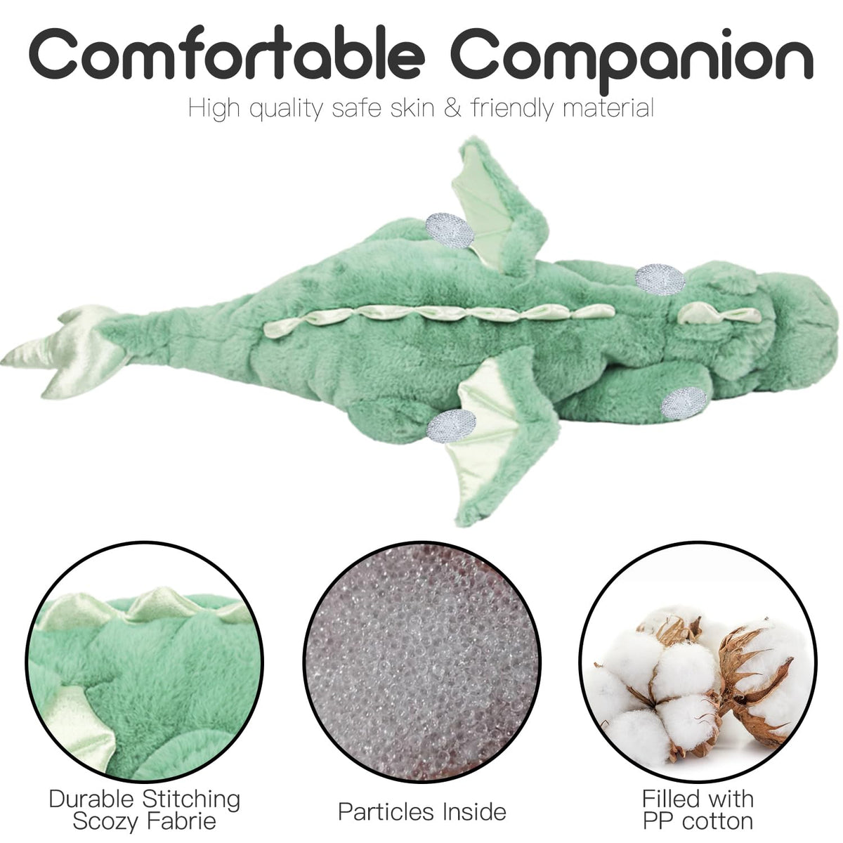 ARELUX Large 36in Cute Dragon Stuffed Animals Plush Toy,Soft Green Pterosaur Plushie Giant Fuzzy Dinosaur Pillow Plushies with Wings Cuddly for Friends Family Member