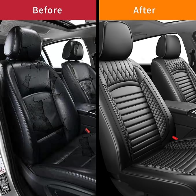 Fit Crosstrek Car Seat Covers for Subaru Crosstrek 2016-2025 2026 - Upgraded Premium Waterproof & Breathable Leather, Airbag Compatible, All-Weather Seat Cushion Protector (2 Front/Black)
