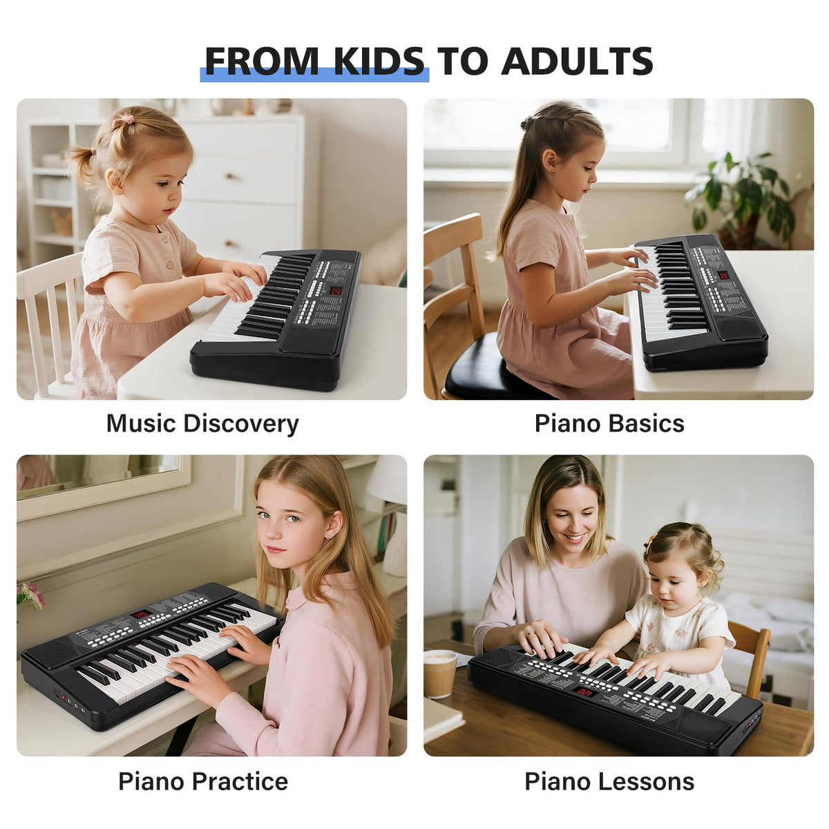 37 Keys Piano Keyboard for Beginners with Mic LED Screen 1200mAh Battery