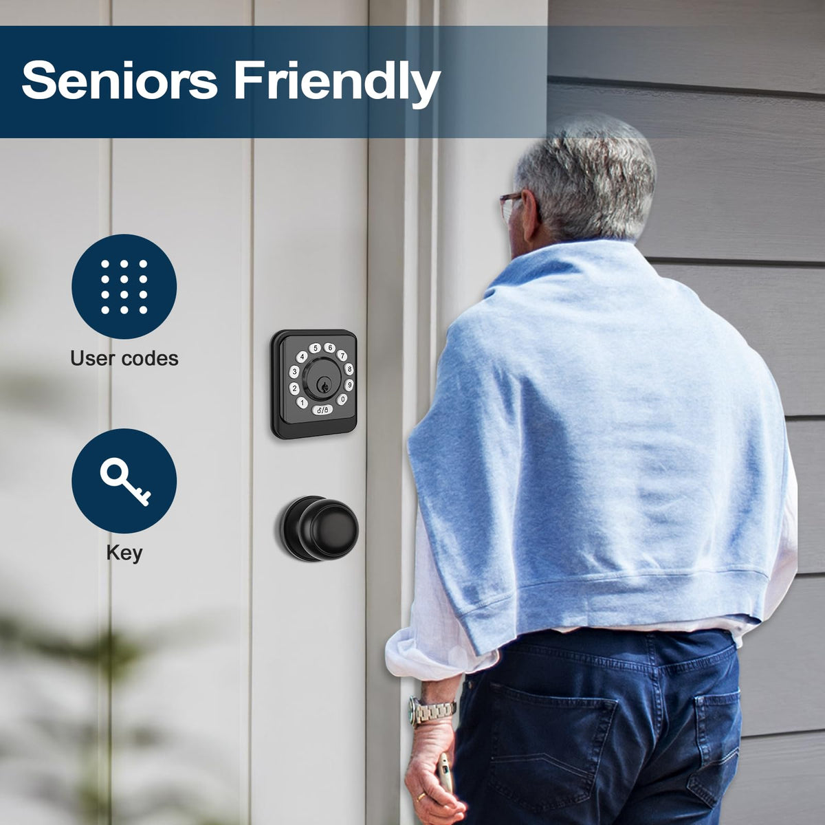 Keypad Smart Door Lock, Keyless Entry Door Lock with Keypad