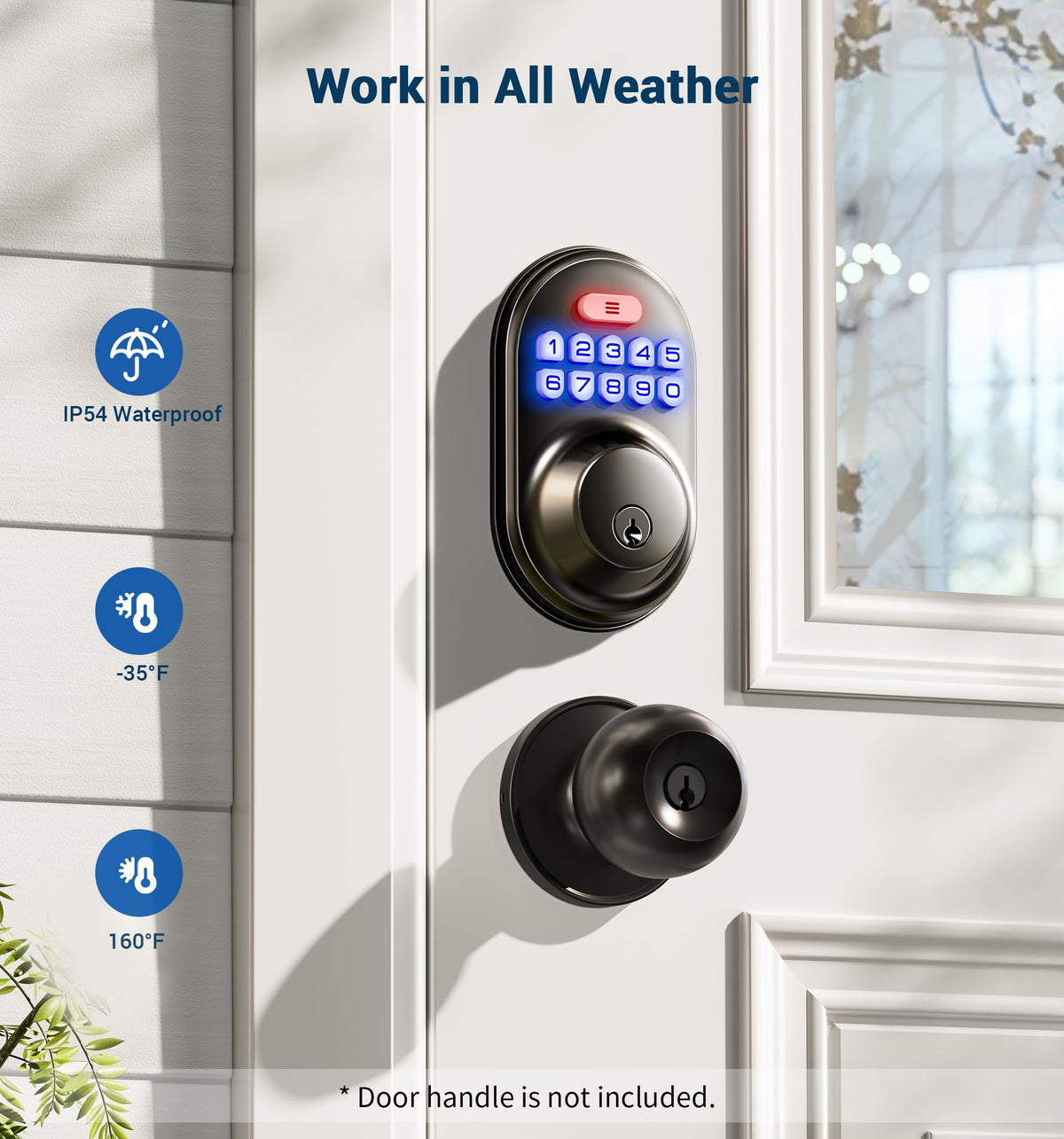 Veise RZ-A Electronic Keypad Deadbolt Door Lock, Matte Black