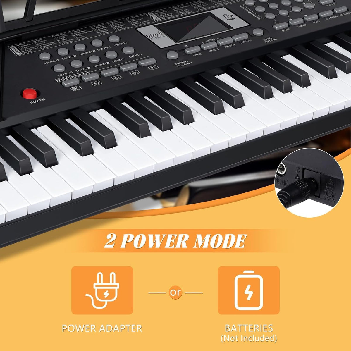 61 Keys Keyboard Piano,Electric Digital Piano,with Built-In Speaker Microphone,Piano Note Stickers,Sheet Music Stand and Power Supply,Portable Keyboard Piano for Beginners Girls Boys