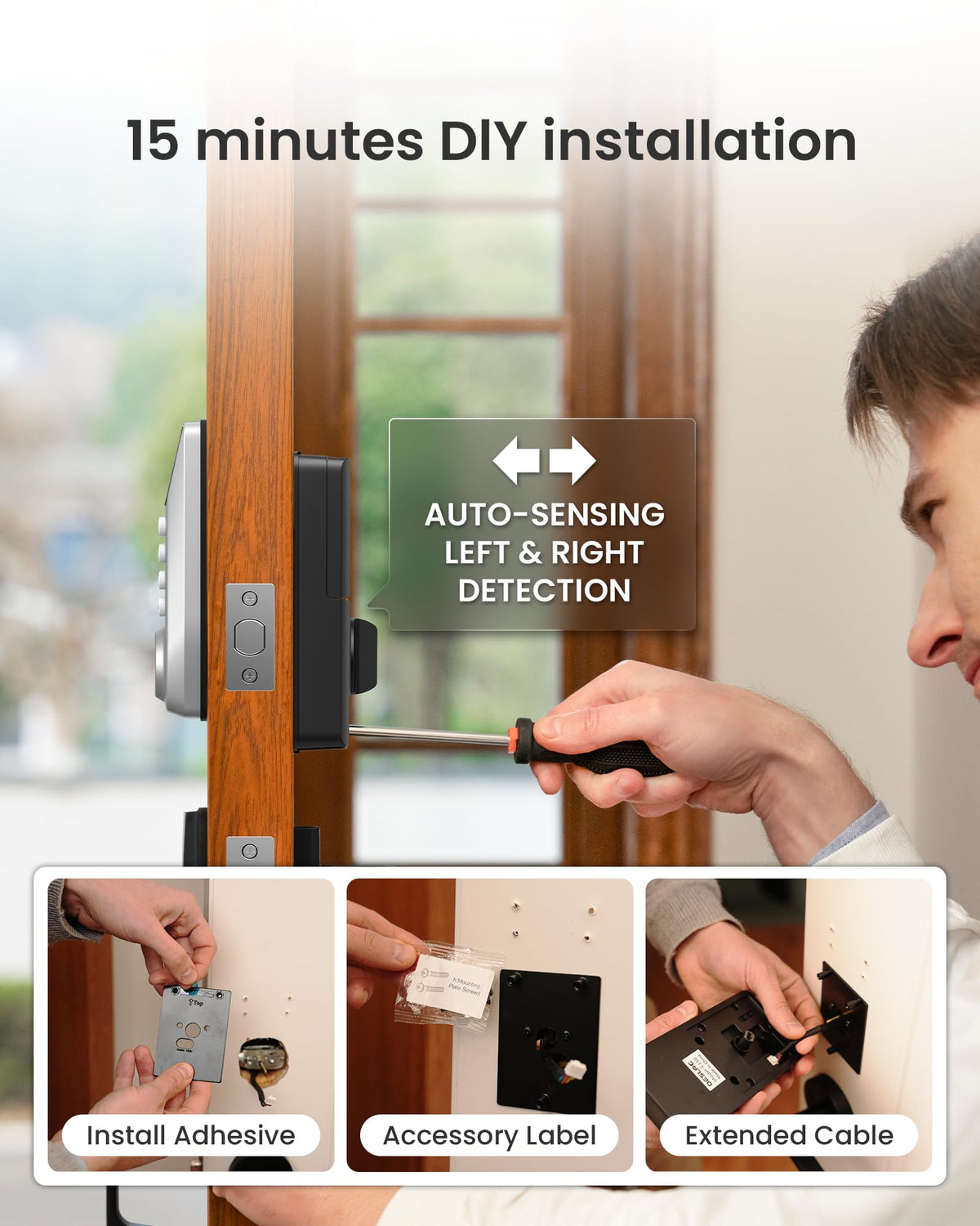 DESLOC C110 Fingerprint Keyless Entry Door Lock, Visual Display, Auto Lock