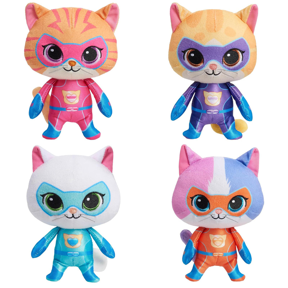 YXCTZKVX Super Cat Plush Toy – Set of 4 Soft Stuffed Animals – Sparks, Buddy, Ginny, Bitsy – Adorable Kitties Gift Set for Children(8Inch)