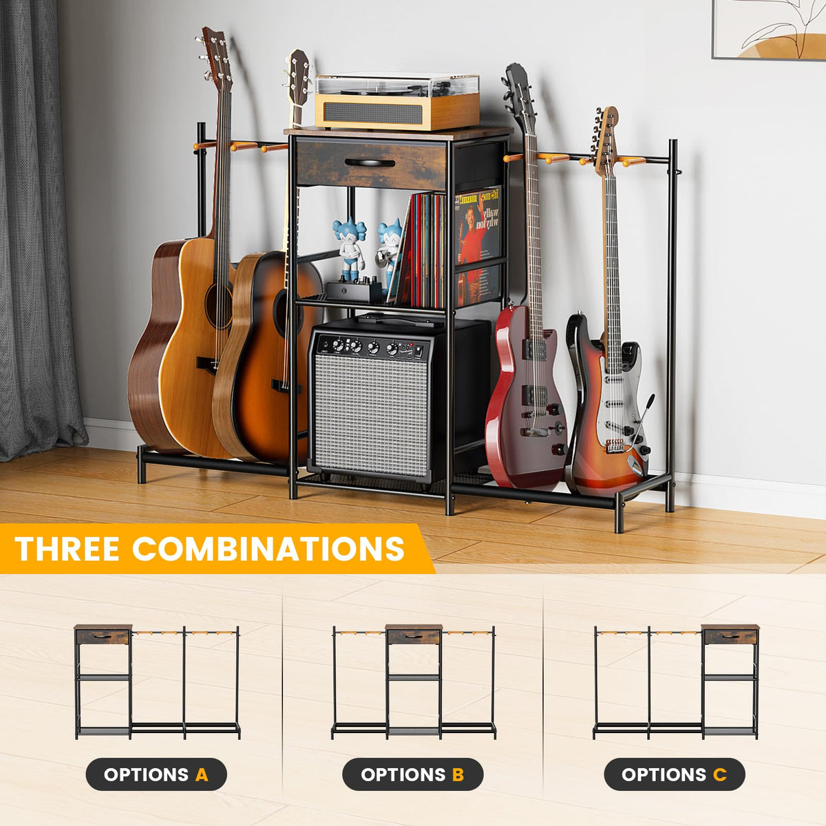 4 Tier Adjustable Multi Electric Guitar Stand for Home Music Studio