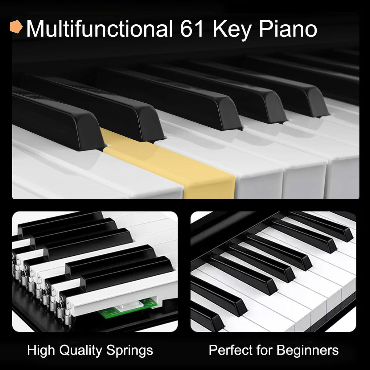 61 Keys Piano Keyboard with Built-in Speaker and Microphone, Portable Electronic Digital Piano for Beginners, Perfect Musical Starter Instrument, Ideal Gift for Aspiring Musicians