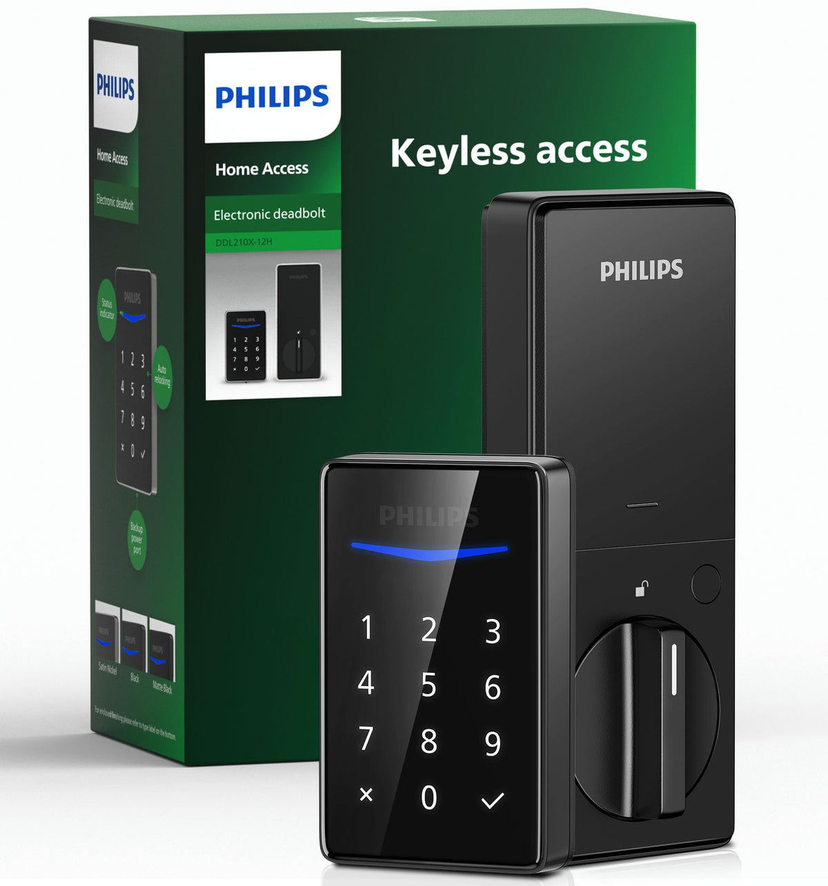 Philips Keyless Entry Door Lock - Generate One-time Code Remotely Nonconnected- Touchscreen Keypad Standalone Deadbolt Lock - Matte Black