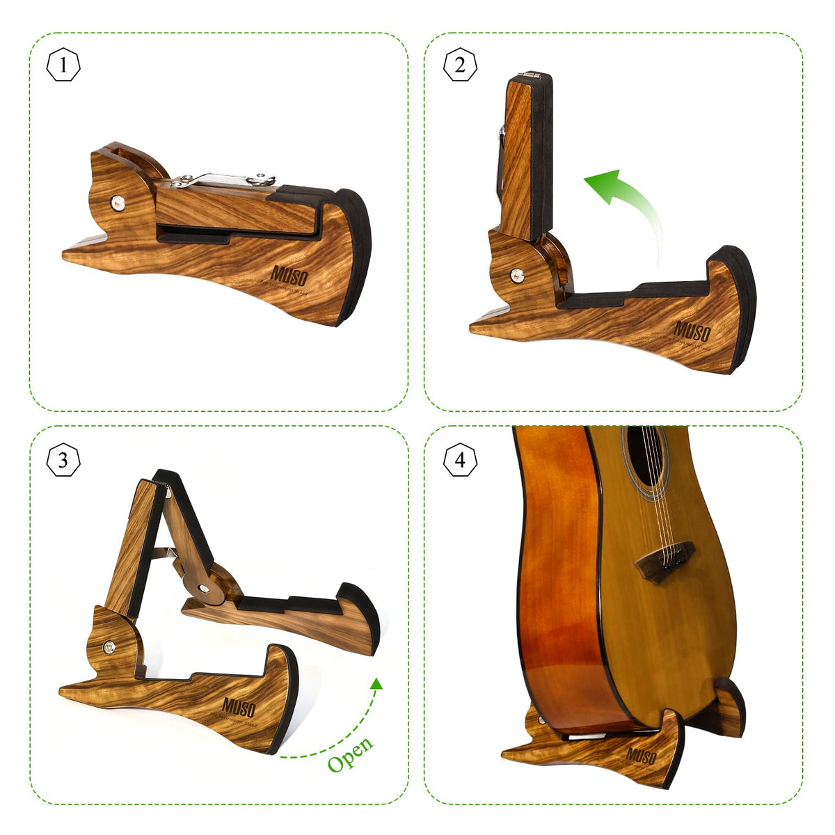 Guitar Stand, Acoustic Guitar Stand with Padded Foam, Classical Electric Guitar Stand,Folding Bass Guitar Display Stand Travel Guitar Stand, Compatible with Mandolin, Bass, Banjo, Ukulele,Rabbit-Shape Patented (Zebra)