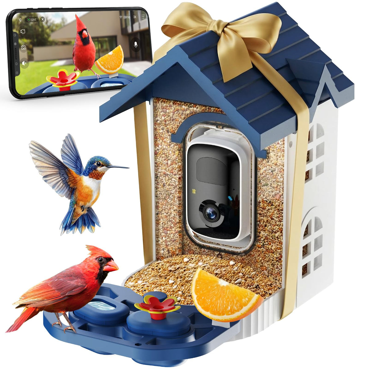 Smart Bird Feeder with 2K HD Camera Squirrel Proof Weatherproof Outdoor