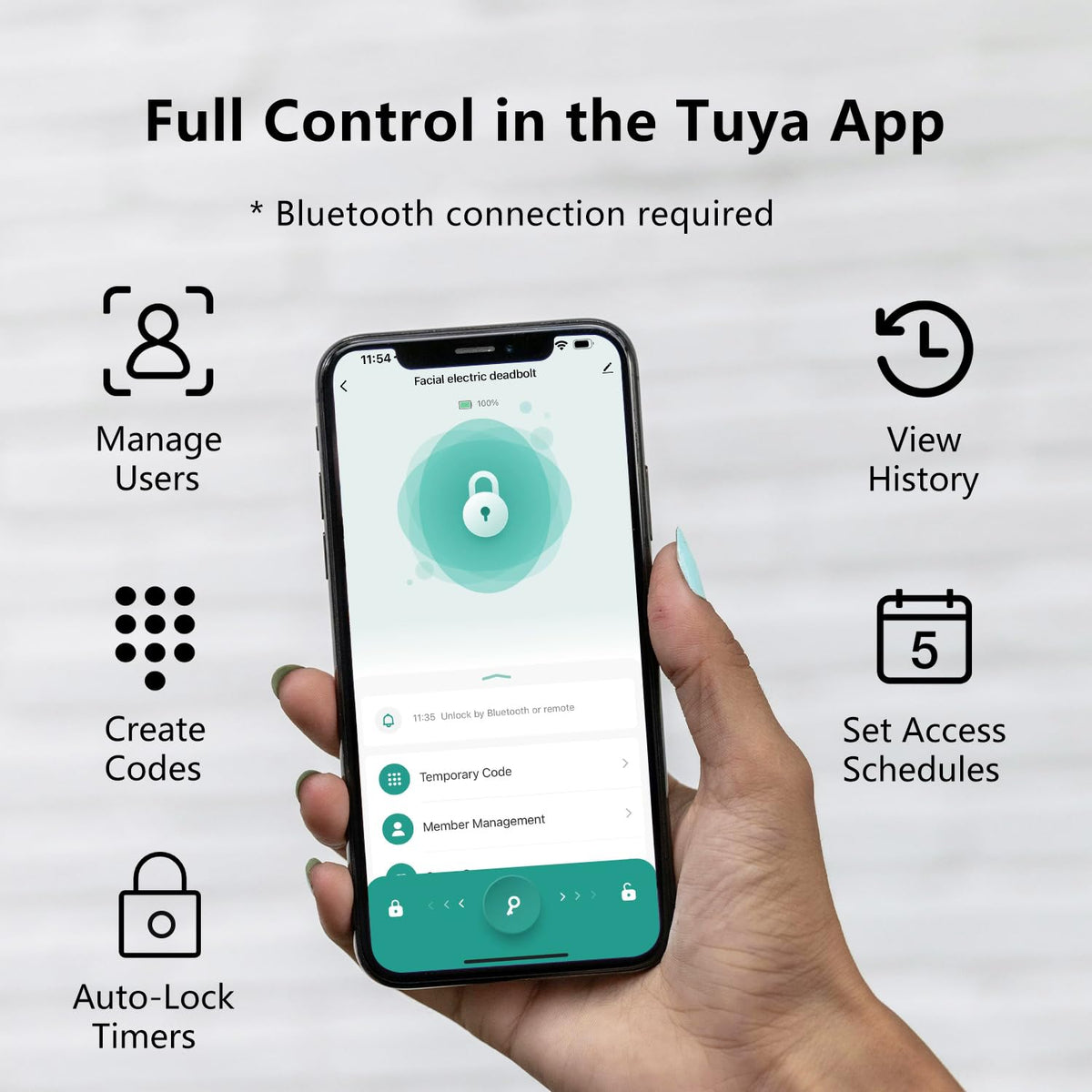 Jacchozhi 3D Face Recognition Door Lock,Keyless Entry Smart Deadbolt Lock for Front Door, Electronic Digital Keypad, Tuya App Control,One-Time Code,Auto-Lock,IP54 Waterproof