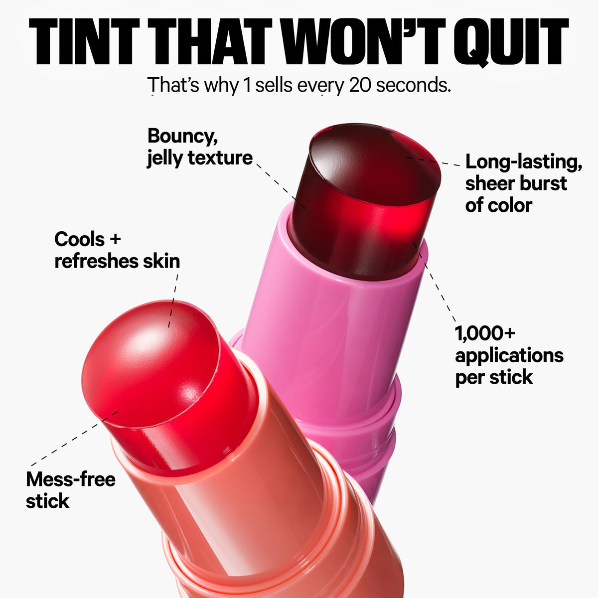 Milk Makeup Cooling Water Jelly Tint – Long-Lasting Sheer Lip + Cheek Stain with Firming Vegan Collagen + Hydrating Aloe – Transfer Proof, Buildable Lip Tint + Blush – Fizz (Soft Peach), 0.17 oz