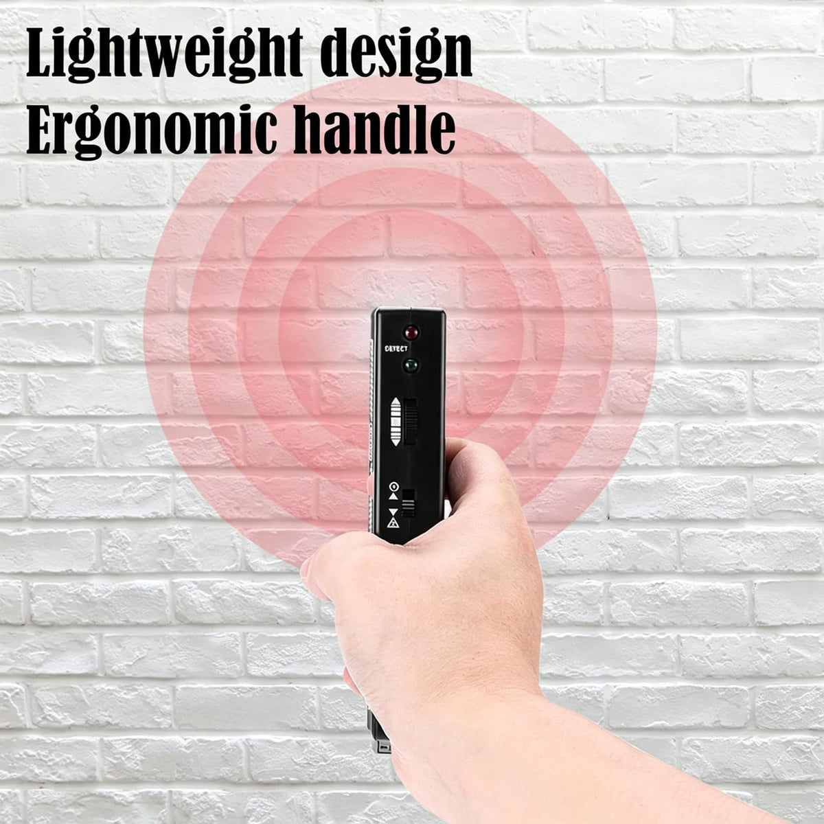 High-Sensitivity Wall Scanner & Metal Detector - Adjustable Alert for Pipes and Wires - Multifunctional Stud Finder for Adults - Durable Plastic Design (Black, Model WPP123)