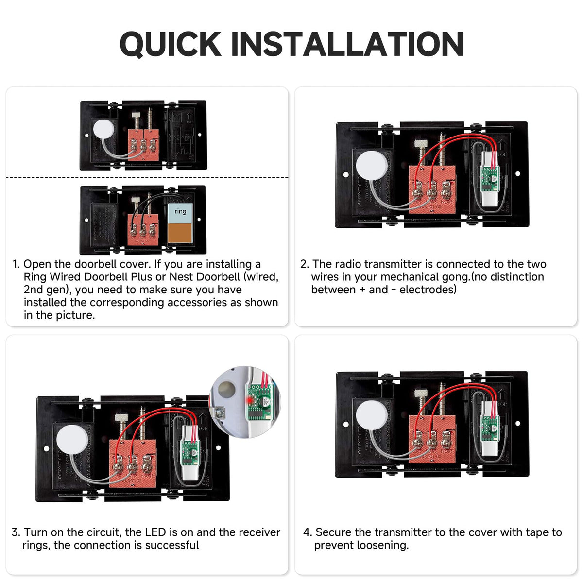 Satisure Wireless Doorbell Chime for Google Nest Doorbell (Wired, 2nd Gen& 3rd Gen) Doorbell Extender with Receiver Connects to Existing Hardwired 58 Chimes and 5 Volume (1 Video Extender 1 Receiver）