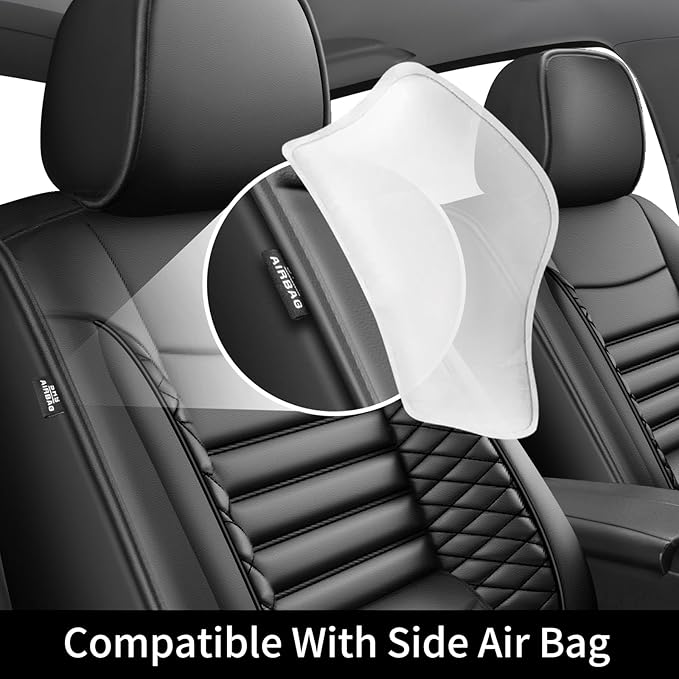 Fit Impreza Car Seat Covers for Subaru Impreza 2004-2024 2025 2026 - Upgraded Premium Waterproof & Breathable Leather, Airbag Compatible, All-Weather Seat Cushion Protector (Full Set, Black)