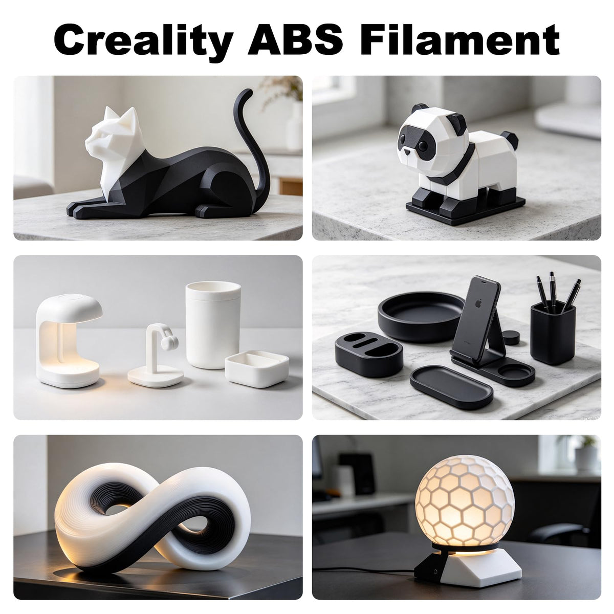 Creality ABS Filament 1.75mm, 3D Printer Filament Bundle, 4kg Spool, Black