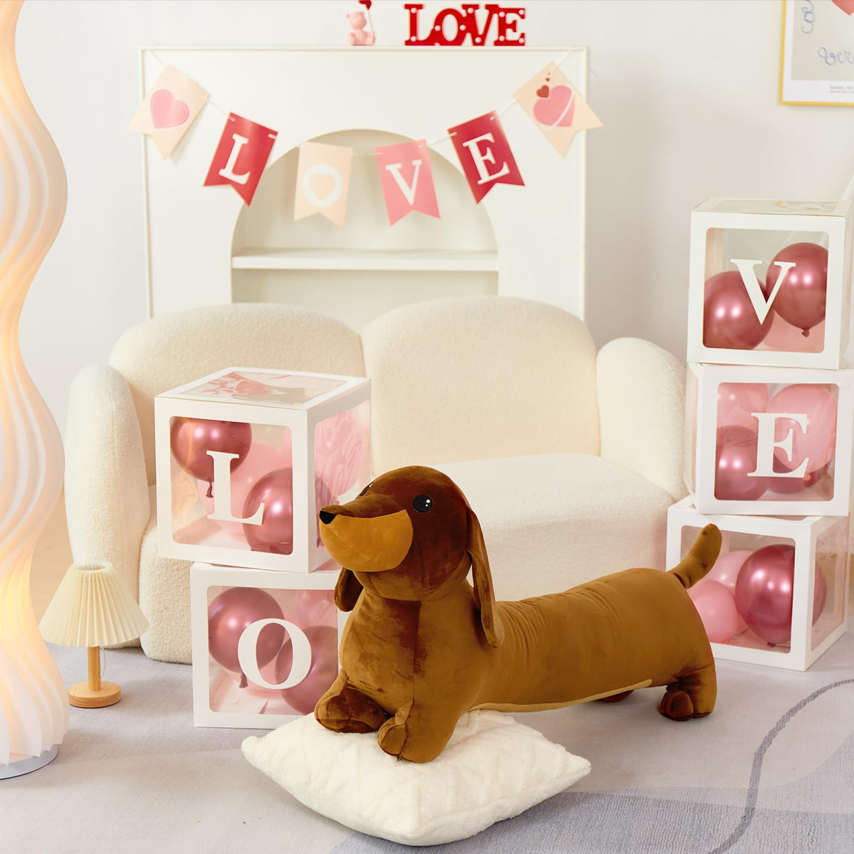 MorisMos Dachshund Stuffed Animal, 43'' Long Dachshund Body Pillow, Brown