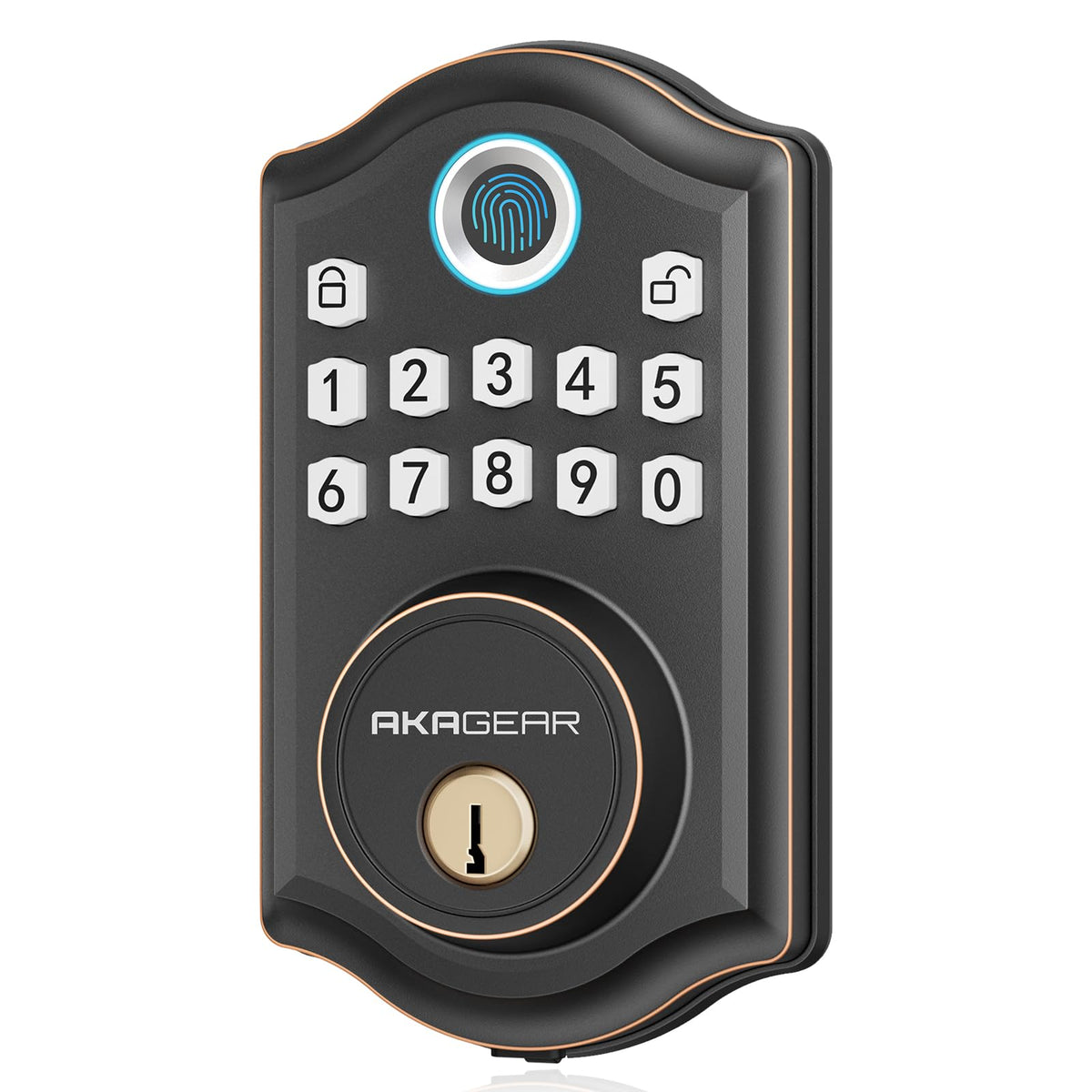AkaGear DS10 Keyless Entry Door Lock with Fingerprint, Oil Rubbed Bronze