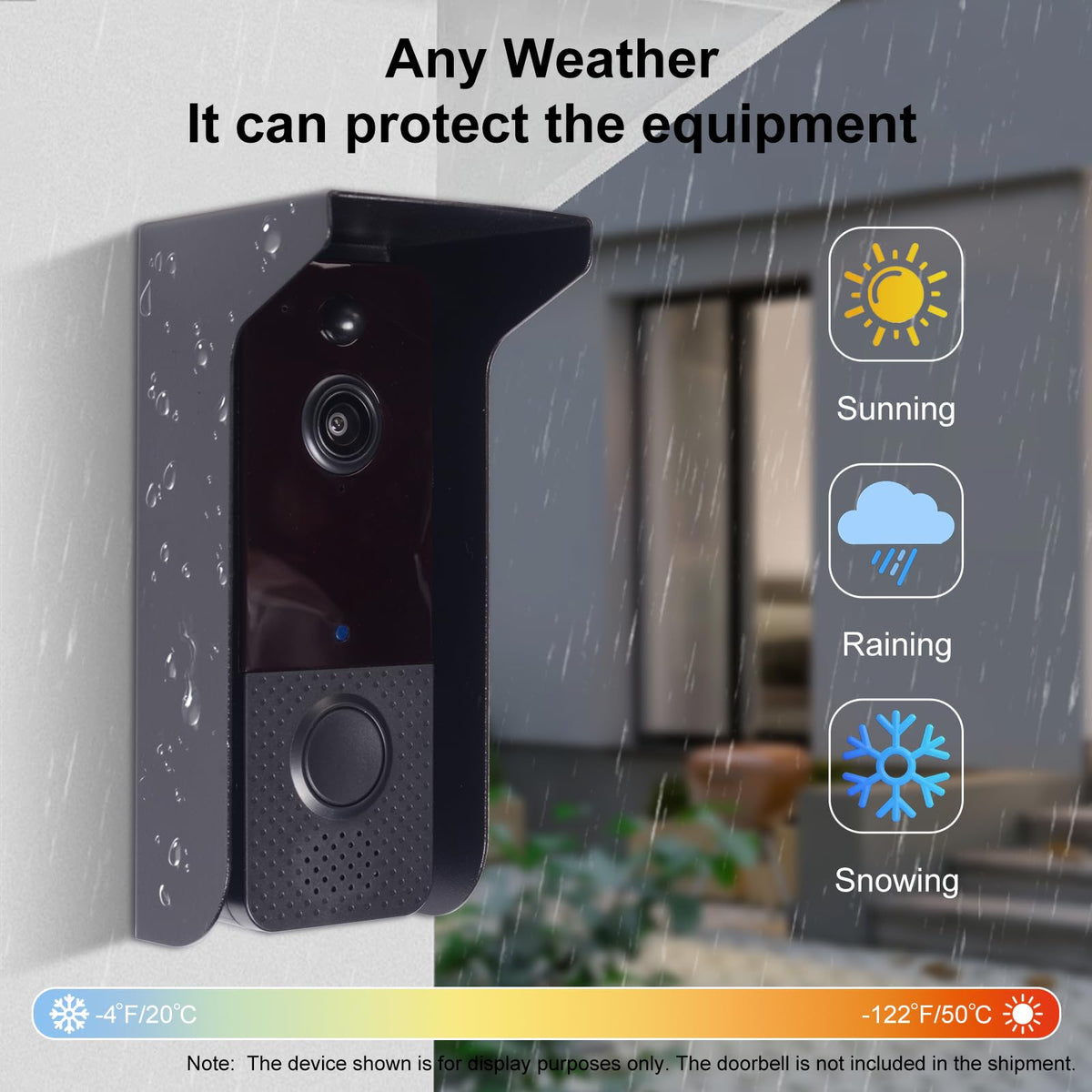 Metal Doorbell Cover Weatherproof, Doorbell Rain Cover, Anti Glare Sun Shade, Compatible for Blink/Ring Pro2/Arlo/Wyze/Google Nest/Reolink Video Doorbell