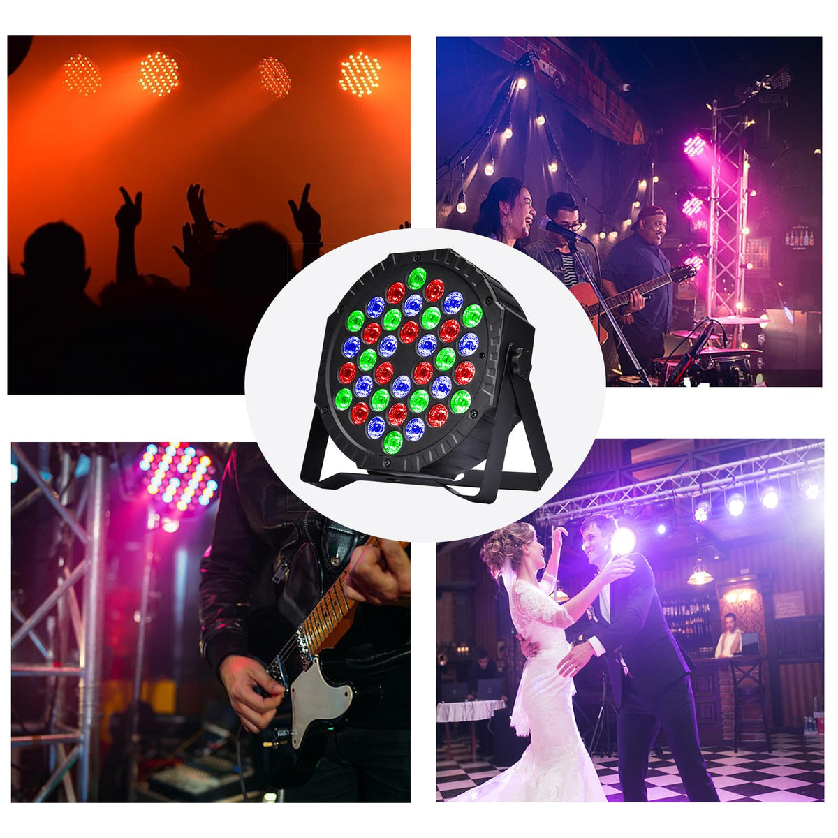 Stage Lights DJ Lights 36LED Par Lights - 4 Pack RGB Party Lights Uplights with Sound Activated Remote Control Stage Lighting for Disco Wedding Club Ba Christmas Party Lighting Outdoor