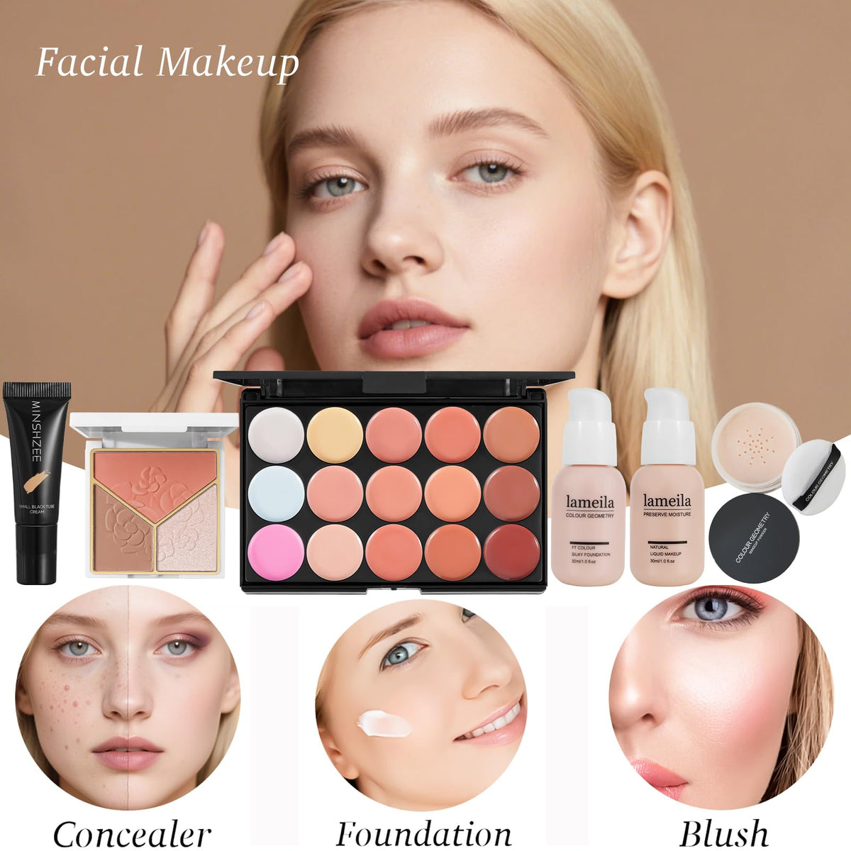 All in One Makeup Kit for Women Full Kit,Makeup Set for Women, Includes Eyeshadow Palette/Foundation/Lipstick/Eyeliner/Mascara/makeup Brush,Makeup Gift Set for Christmas & Birthday&Holiday&Everyday.