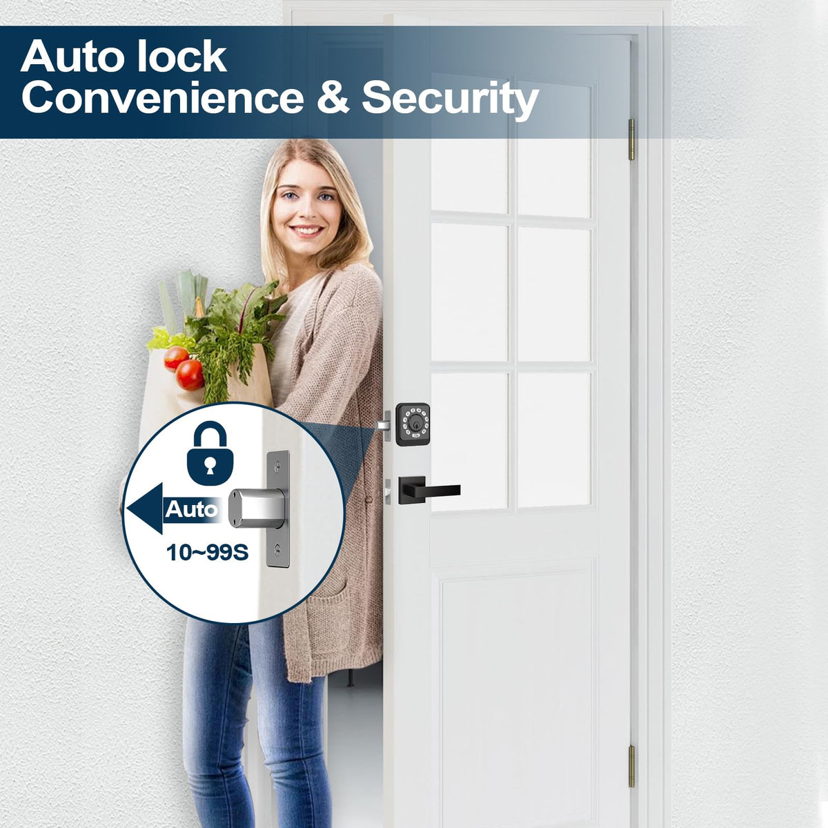 Keypad Smart Door Lock, Keyless Entry Door Lock with Keypad