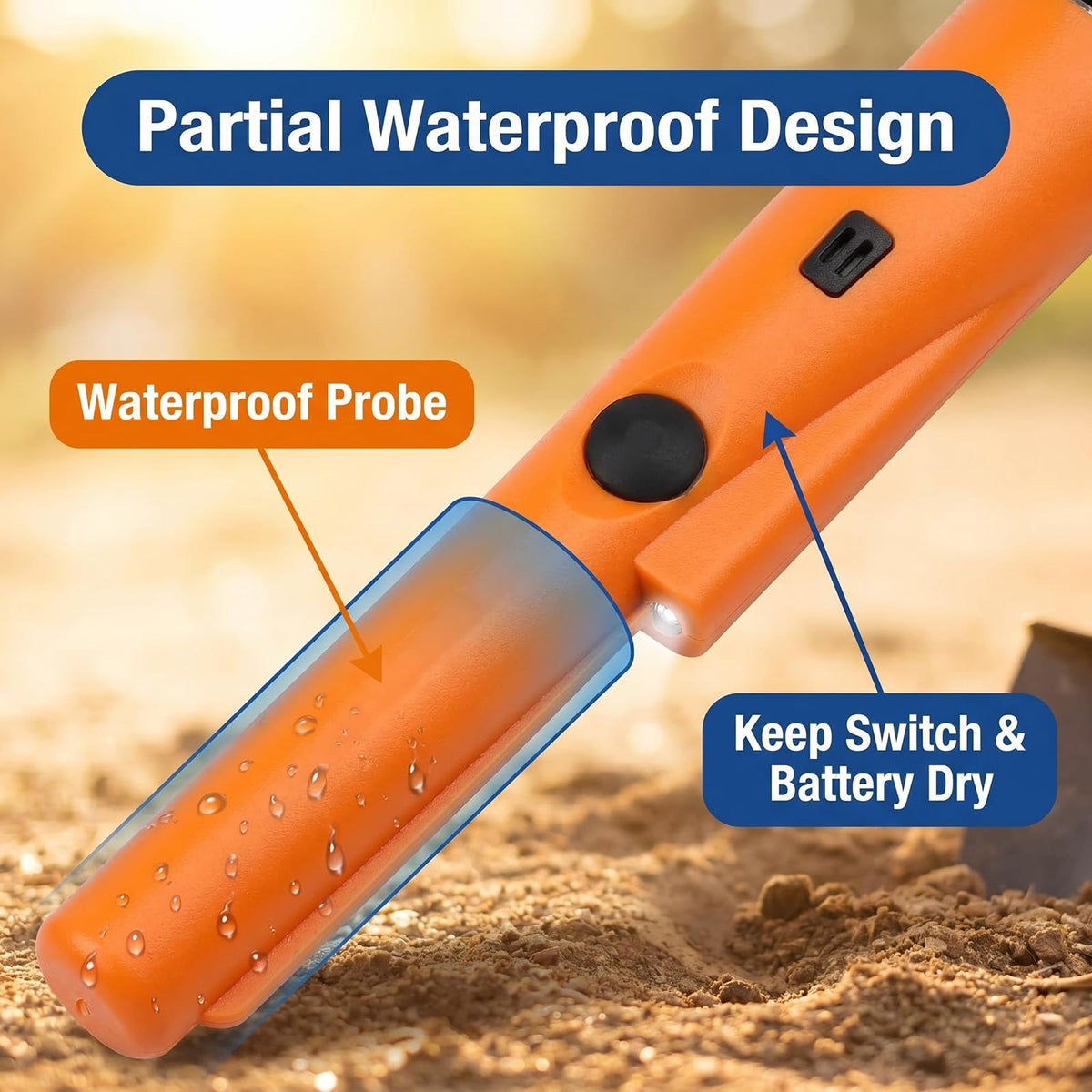 Handheld Metal Detector, Metal Detector Pinpointer Portable 360° Sensitivity Finder with LED Light, Audio & Vibration Alerts for Coin, Silver, Jewelry, Gold Discovery Sand/Lawn/Soil, Security Check