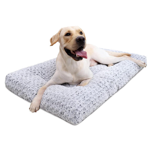 KSIIA Washable Dog Bed Medium Size Dog Crate Bed Plush Pet Mat 35"x23" Gray