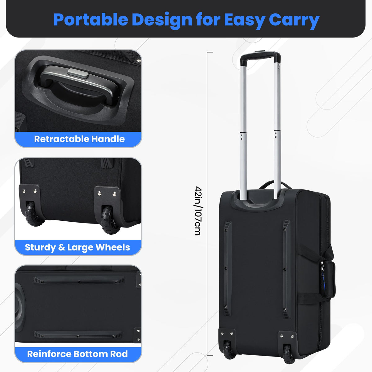 DJ Controller Case with Wheels, Rolling DJ Gig Bag for DJ, Music Producers