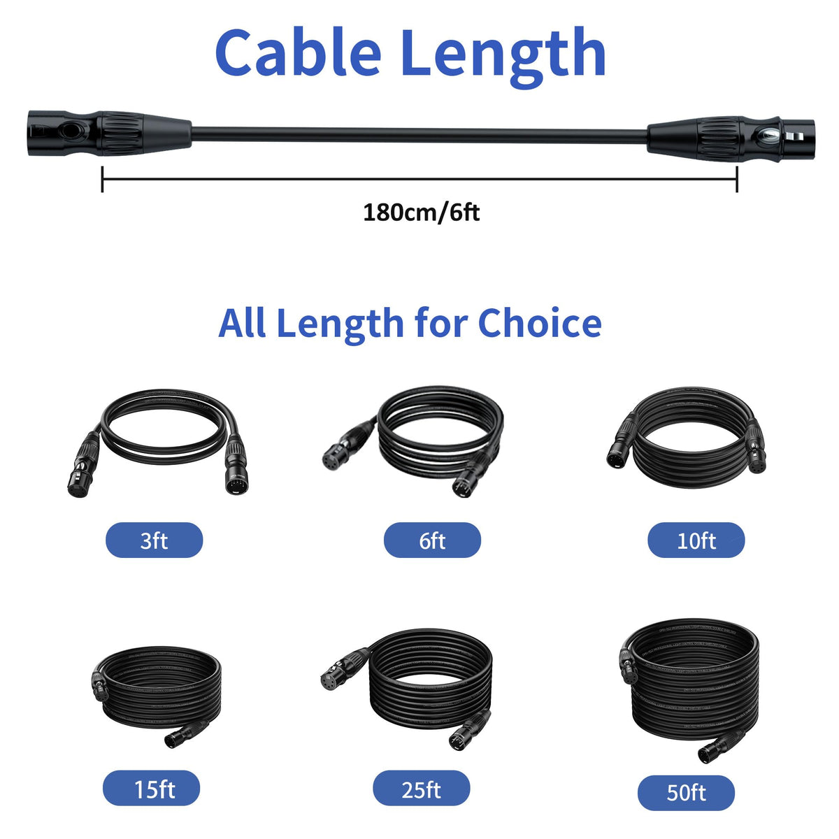 SMALL-EYE 5 Pin DMX Cables 6 ft 1-Pack, 4-Core Male to Female