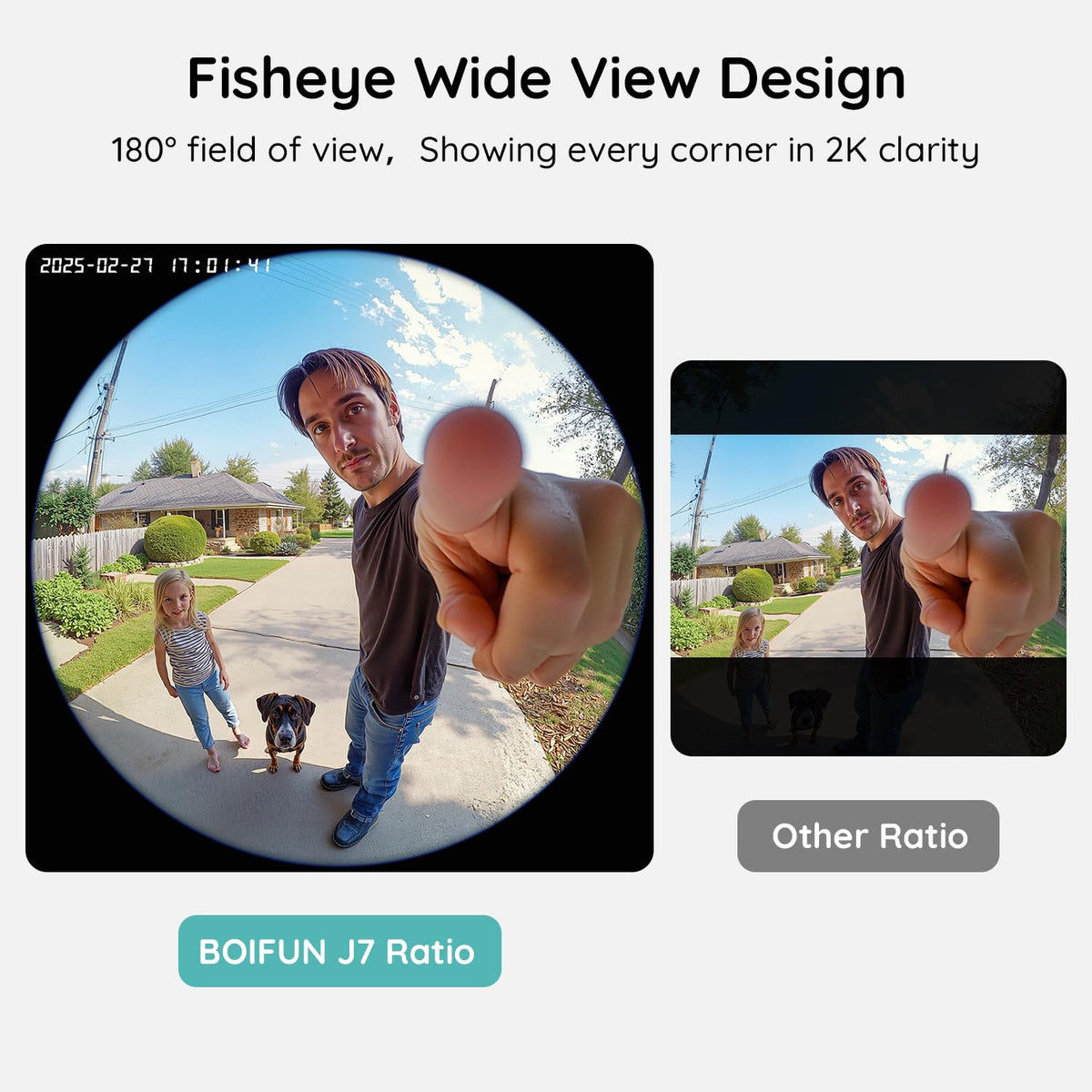 BOIFUN Video Doorbell Camera Wireless, 180° Wide View, 2K, No Subscription