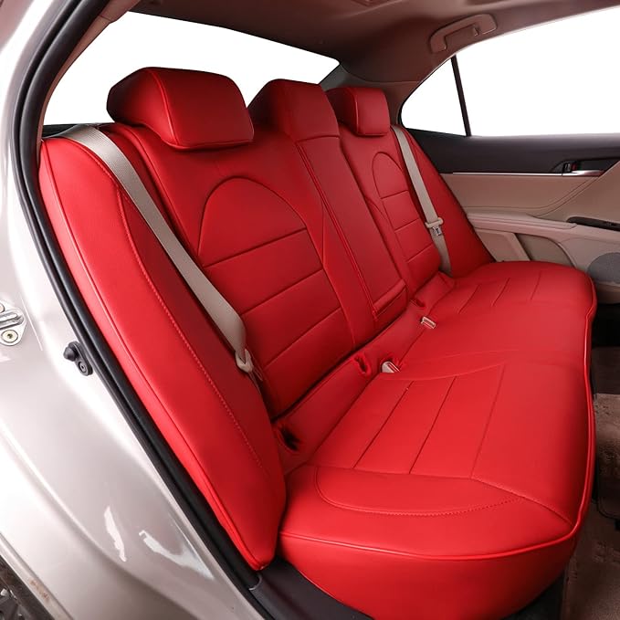 EKR Camry Seat Covers for Toyota Camry XSE,XLE 2025 2026 Waterproof Leather Car Seat Cover Full Set for Trucks SUV-Faux Leather (Red)