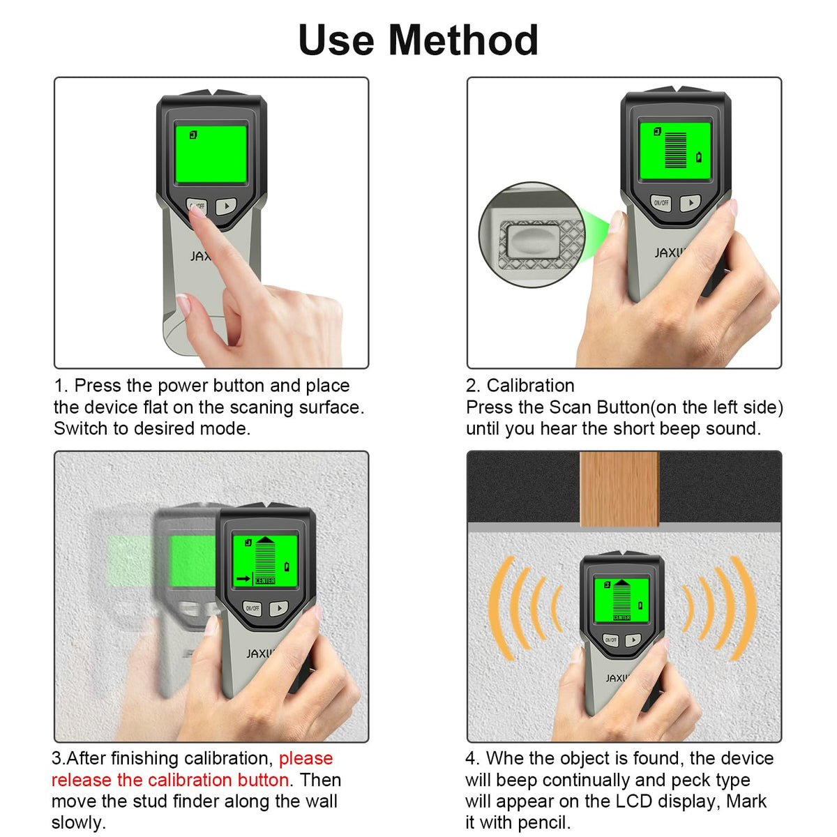 Stud Finder Wall Scanner - 5 in 1 Stud Finder Tool w/Smart Chip and HD LCD Display, Stud Detector Beam Finders for the Center and Edge of Wood AC Wire Metal Studs Joist Pipe (‎‎grayish)