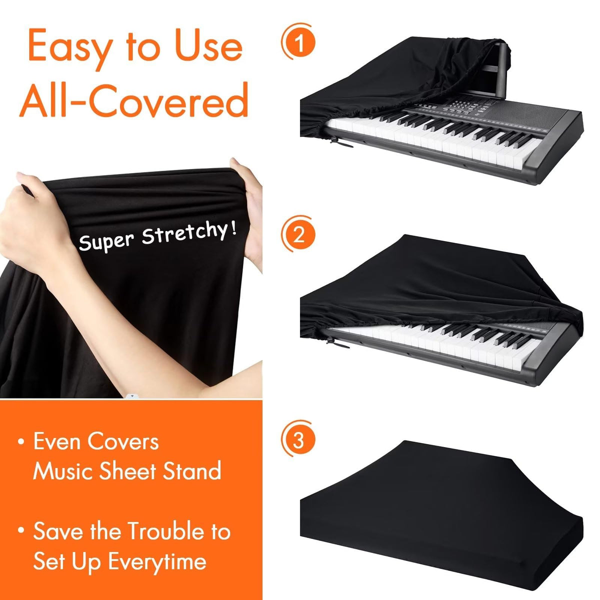 Animal-Gifts Stretchy 88 Key Piano Cover