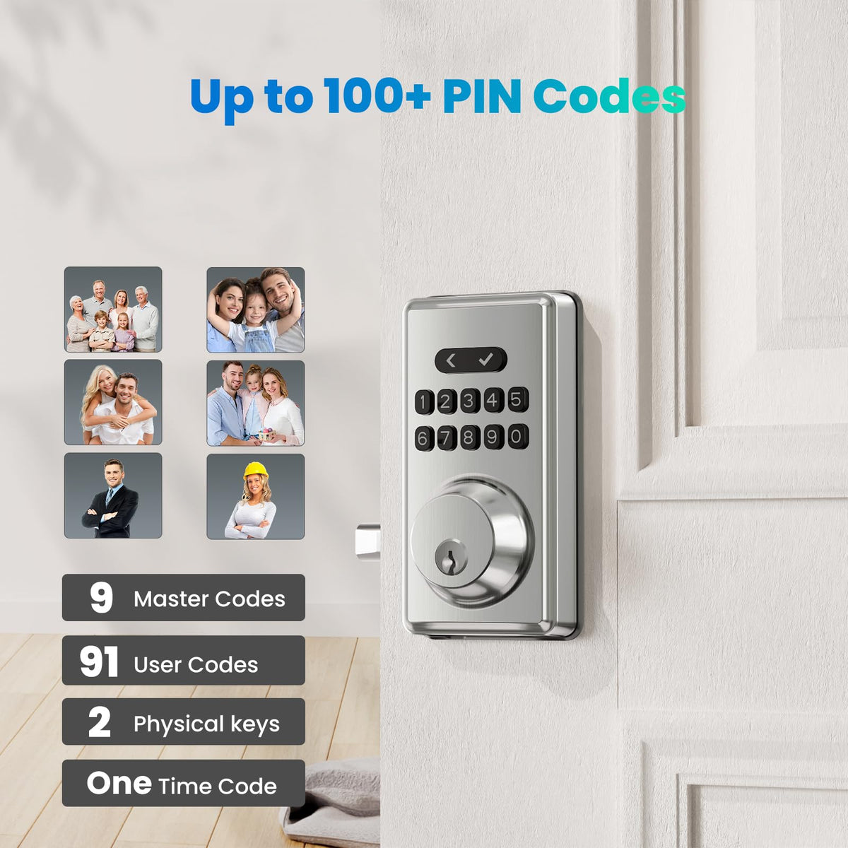Keyless Entry Door Lock Deadbolt with Keypad, Digital Smart Locks with Code