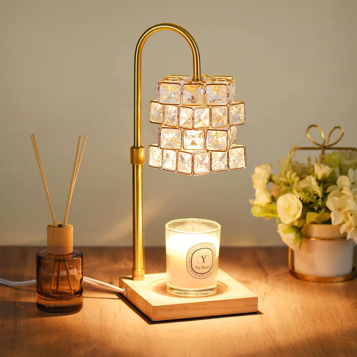 Alpharan Candle Warmer Lamp with Timer,Electric Candle Warmer Dimmable and Height Adjustable Wax Melt Warmer for Scented Wax Jar Candles,Aromatherapy Decorative Candle Heater Home Fragrance Warmer