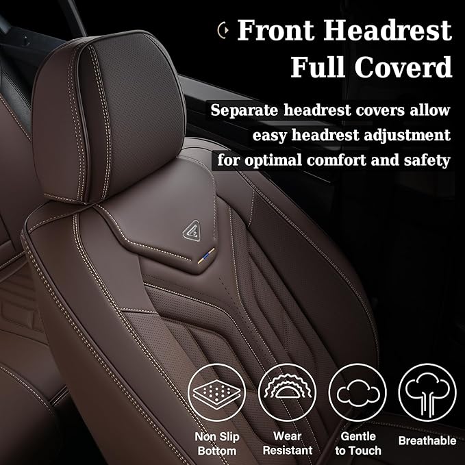 Coverado Front Seat Covers, Car Seat Covers Front Seats, Leather Seat Covers for Cars, Automotive Seat Covers Car Seat Protector Car Accessories Fit for Most Sedans SUV Pick-up Truck(Coffee)