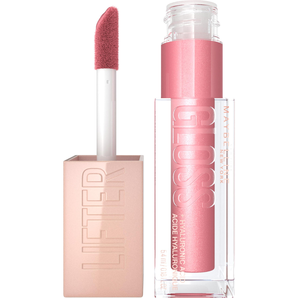MAYBELLINE Lifter Gloss with Hyaluronic Acid, Hydrating Lip Gloss, Brass & Moon Shades, 0.18 Ounce Each