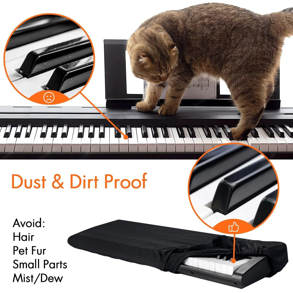Animal-Gifts Stretchy 88 Key Piano Cover